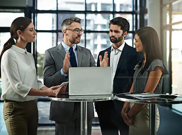 Recruiters reviewing a shortlist with a client