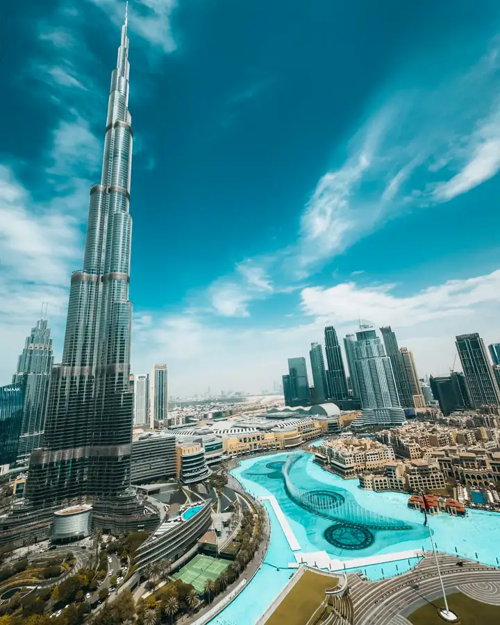Burj Khalifa rising above Downtown Dubai