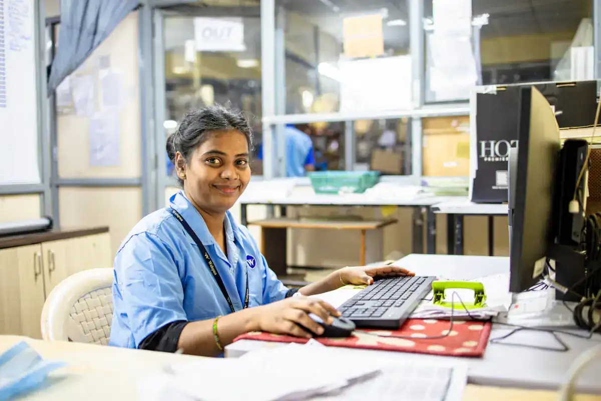 Hospital administrator at her desk