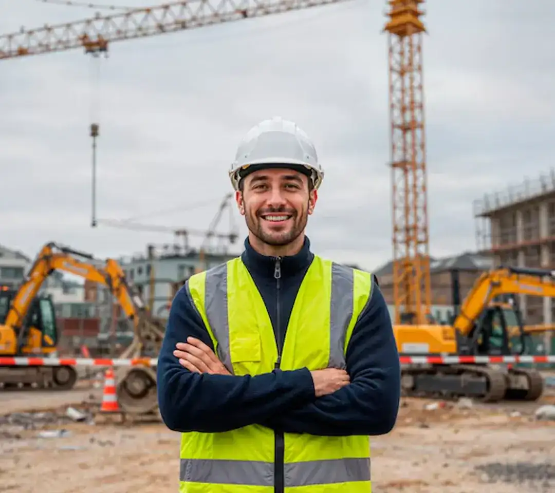 Site engineer reviewing plans